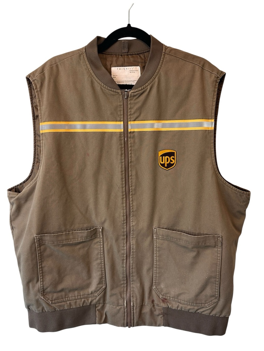 VTG UPS Twinhill Uniform Canvas Vest Brown United Parcel Service Men's XLT